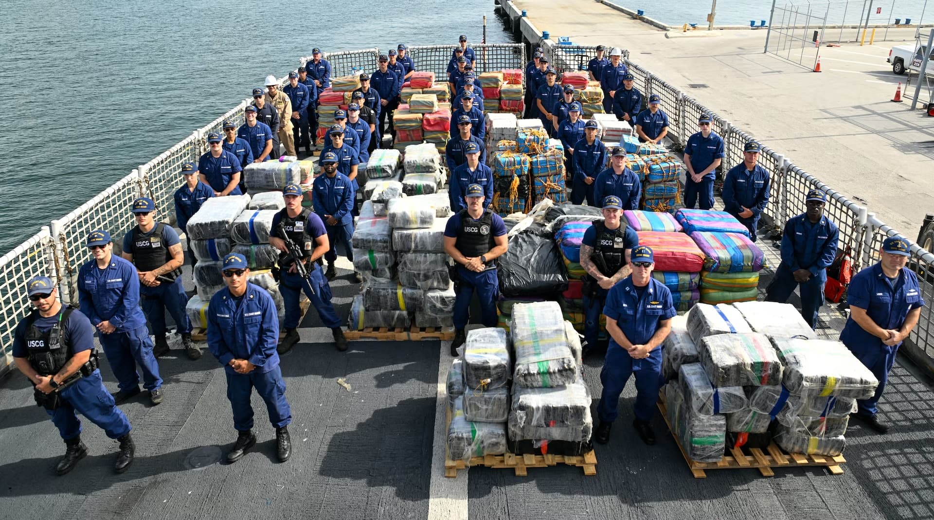 US Coast Guard offloads $138 million in seized drugs following Caribbean interdictions