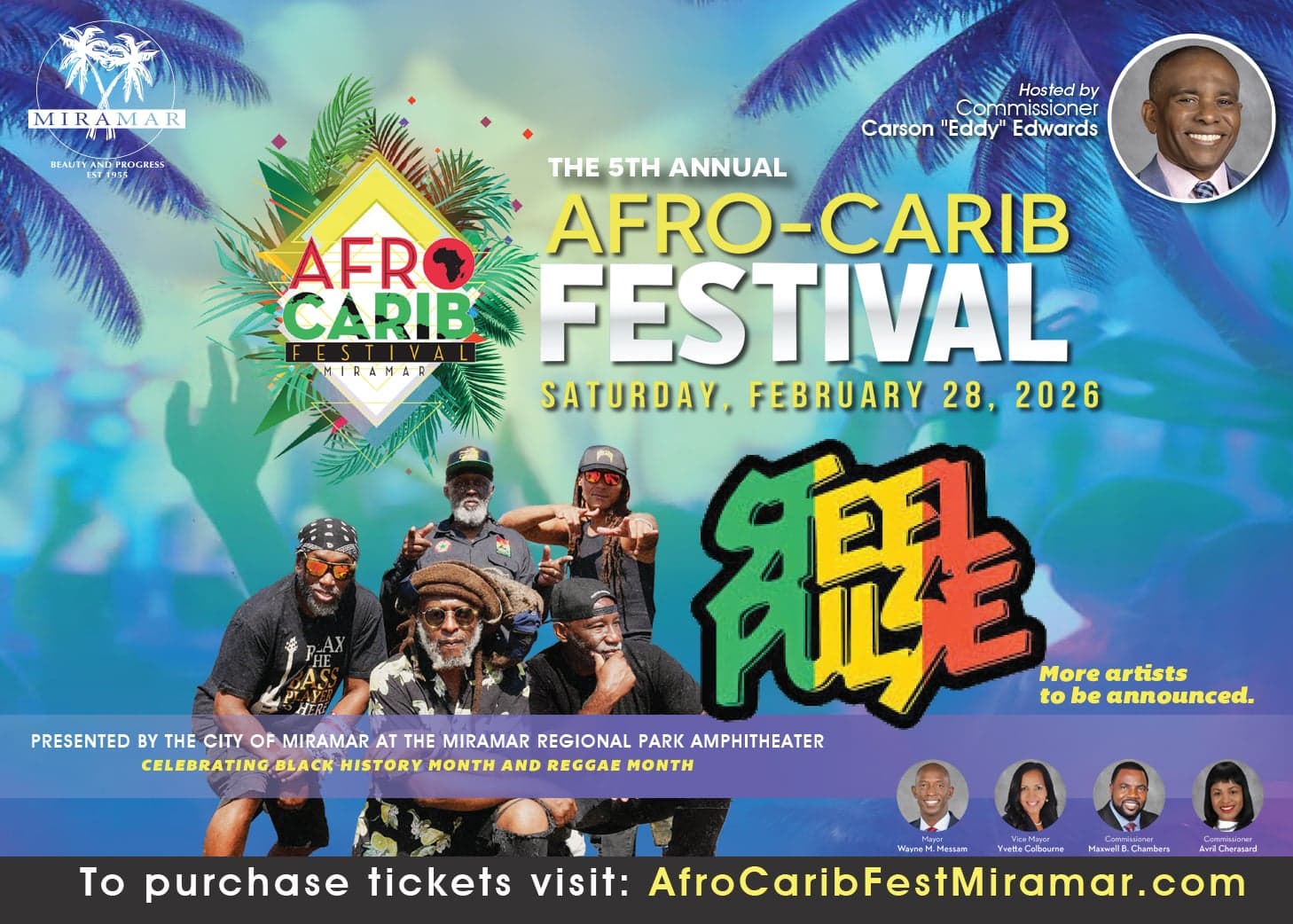 Steel Pulse to headline Miramar’s Afro-Carib Festival in February