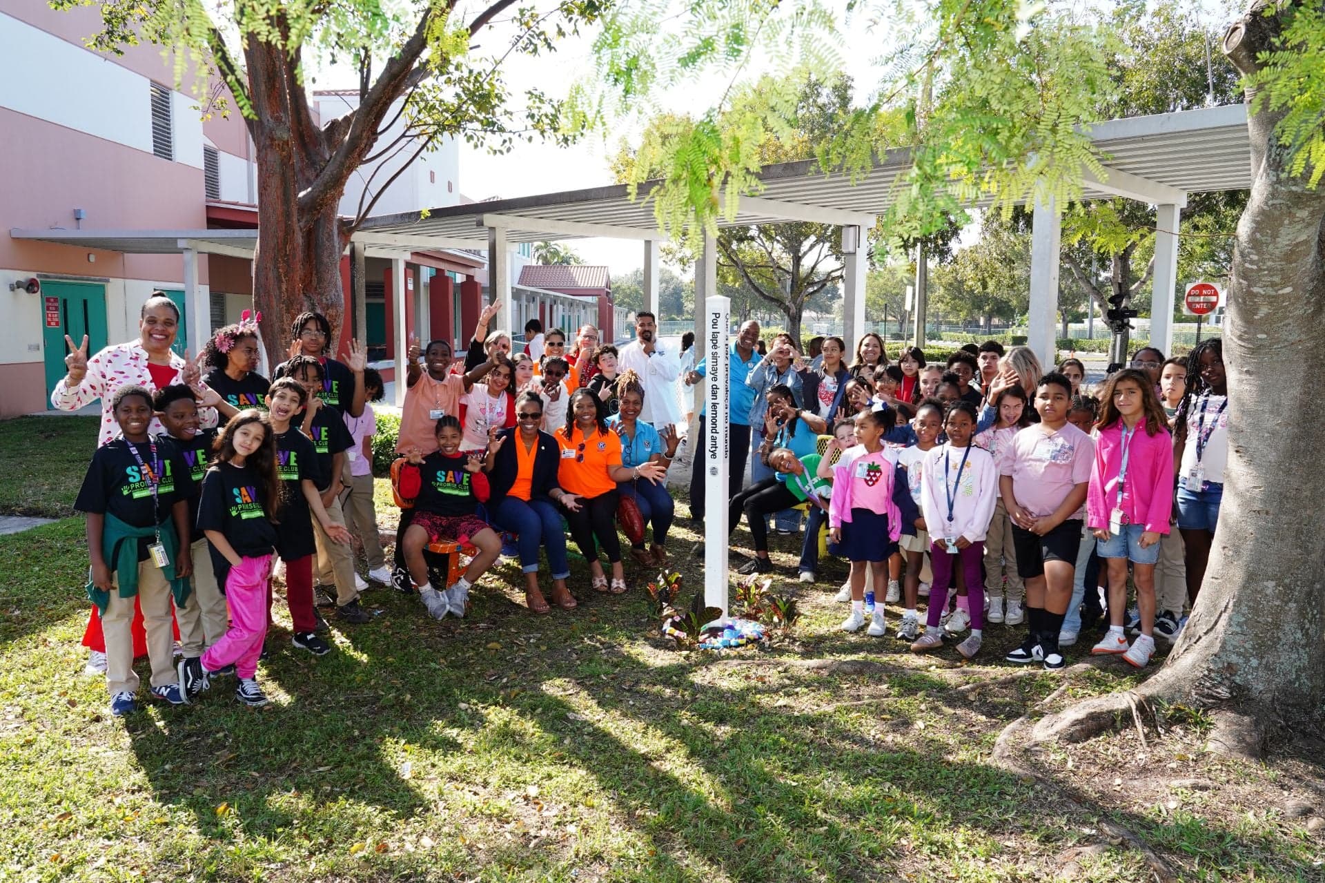 Miramar officials, Kiwanis Club unveil Buddy Benches at Coral Cove Academy