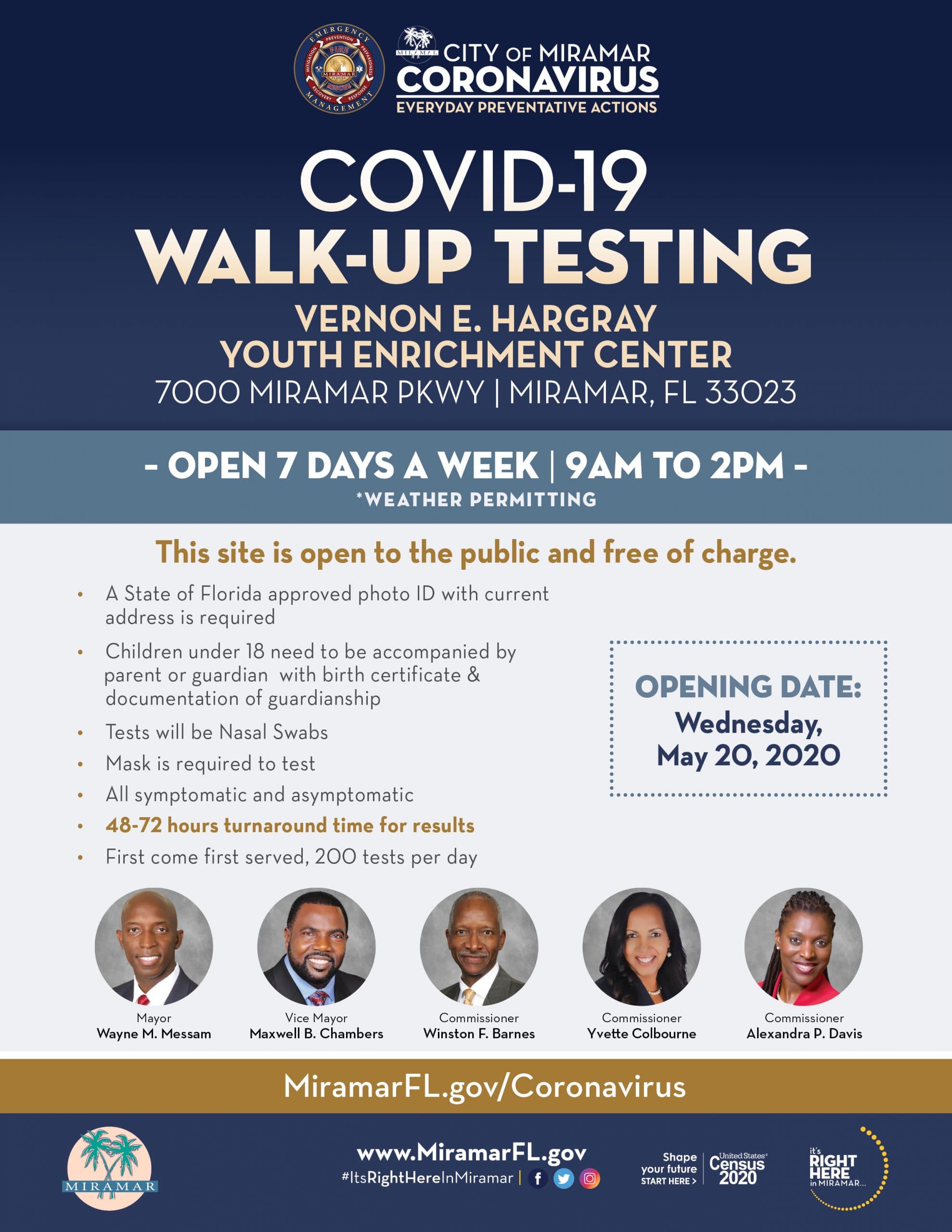 Free Covid-19 Walk-up Testing Site Opening in Miramar