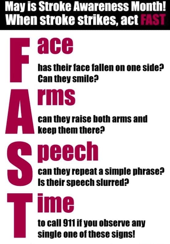 May is Stroke Awareness Month - Learn the signs