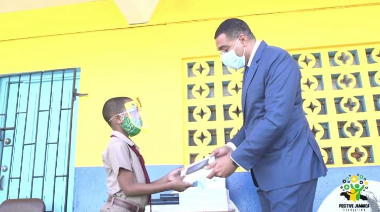 Jamaica's Prime Minister Andrew Holness Provides Computer Devices to Students