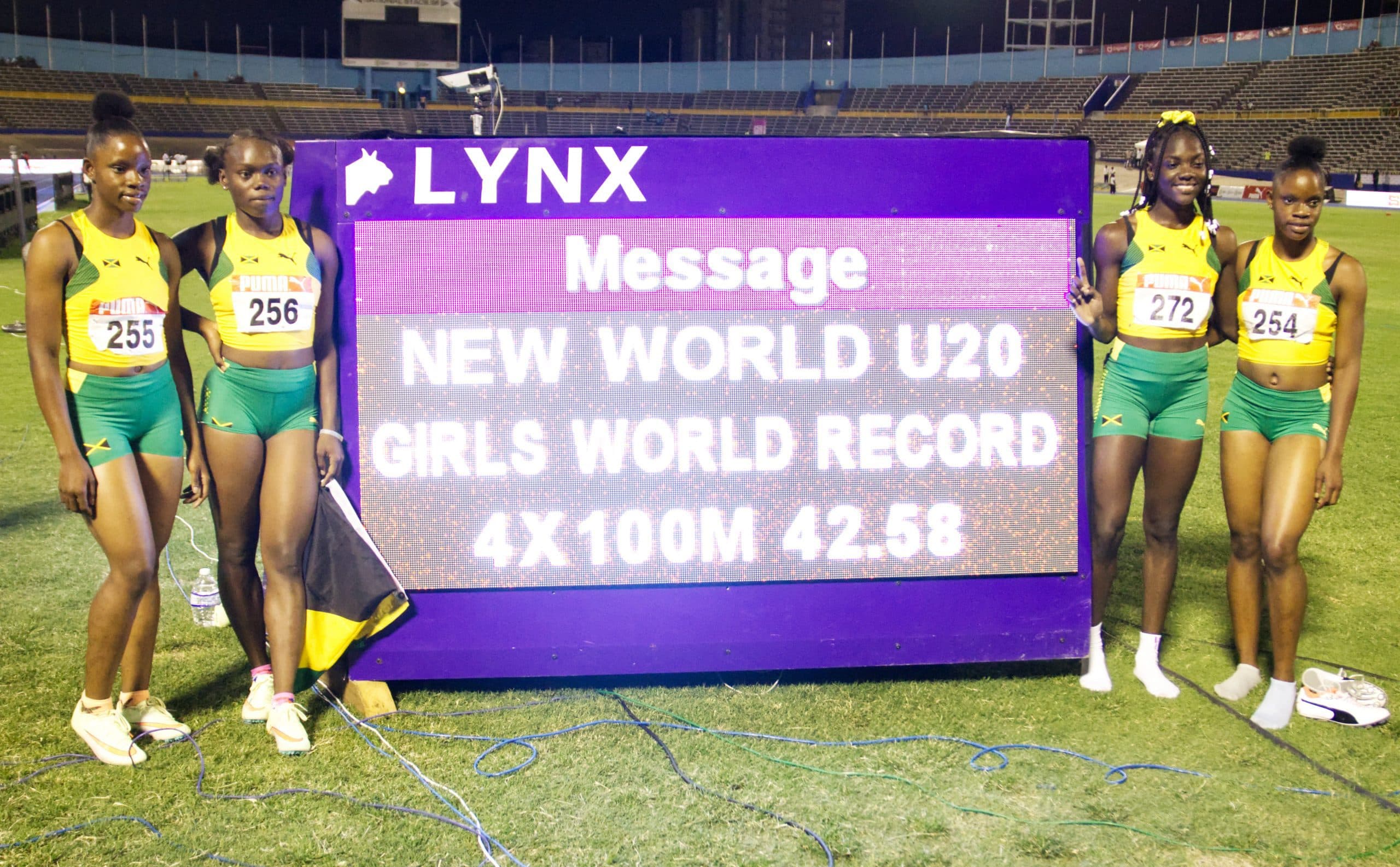 Jamaica Sets New Girls’ Under-20 World Record 42.58sec in Clean Sweep of Carifta Sprint Relays
