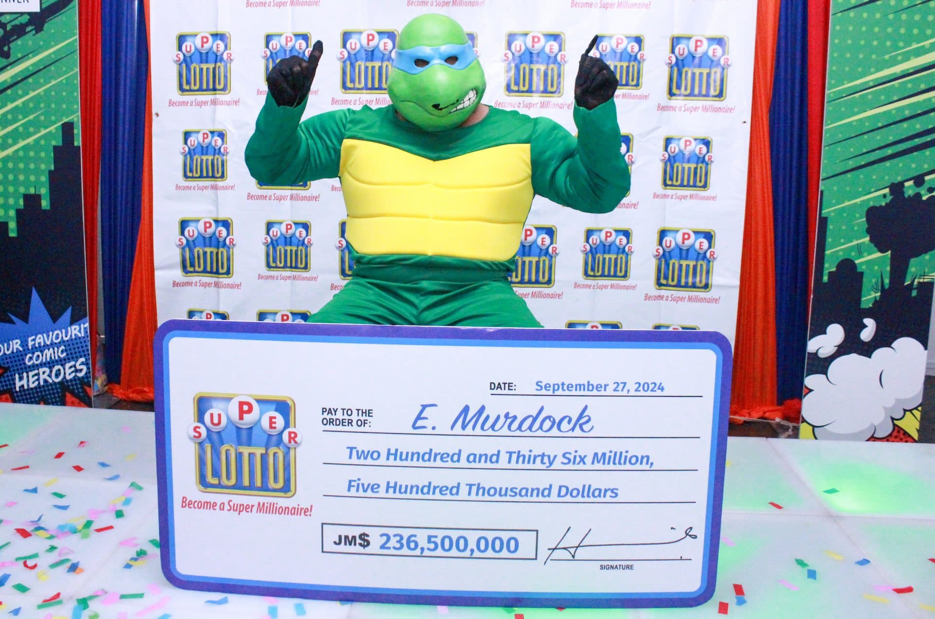 Jamaican claims $236.5 million Super Lotto Jackpot dressed as a Ninja Turtle