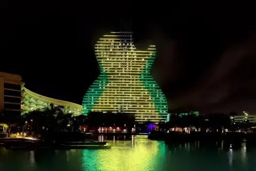 Hard Rock Hotel Hollywood lights up in Jamaican colors during PM Holness visit