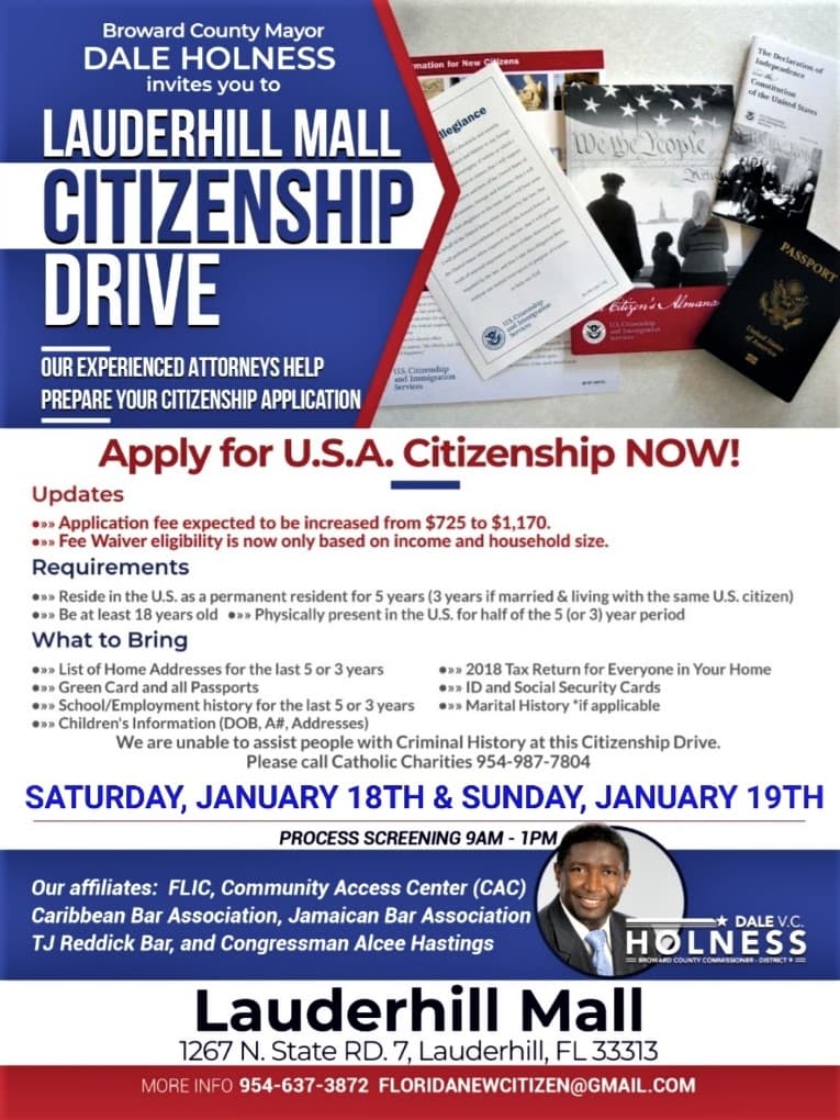 Broward Mayor Dale Holness Announces Citizenship Drive