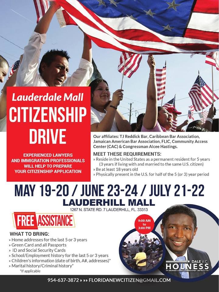 Lauderhill Mall citizenship drive returns Saturday, July 21st & Sunday, July 22nd