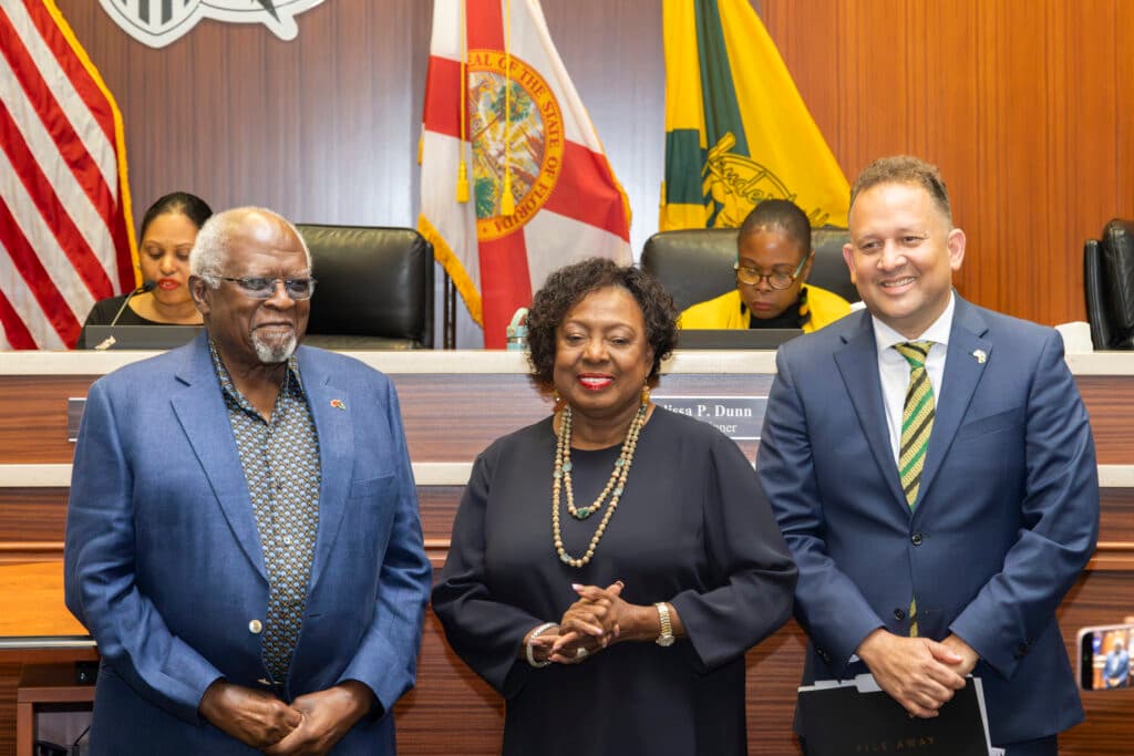 Olivia 'Babsy' Grange and Dr. Julius Garvey receive Keys to the City of Lauderhill