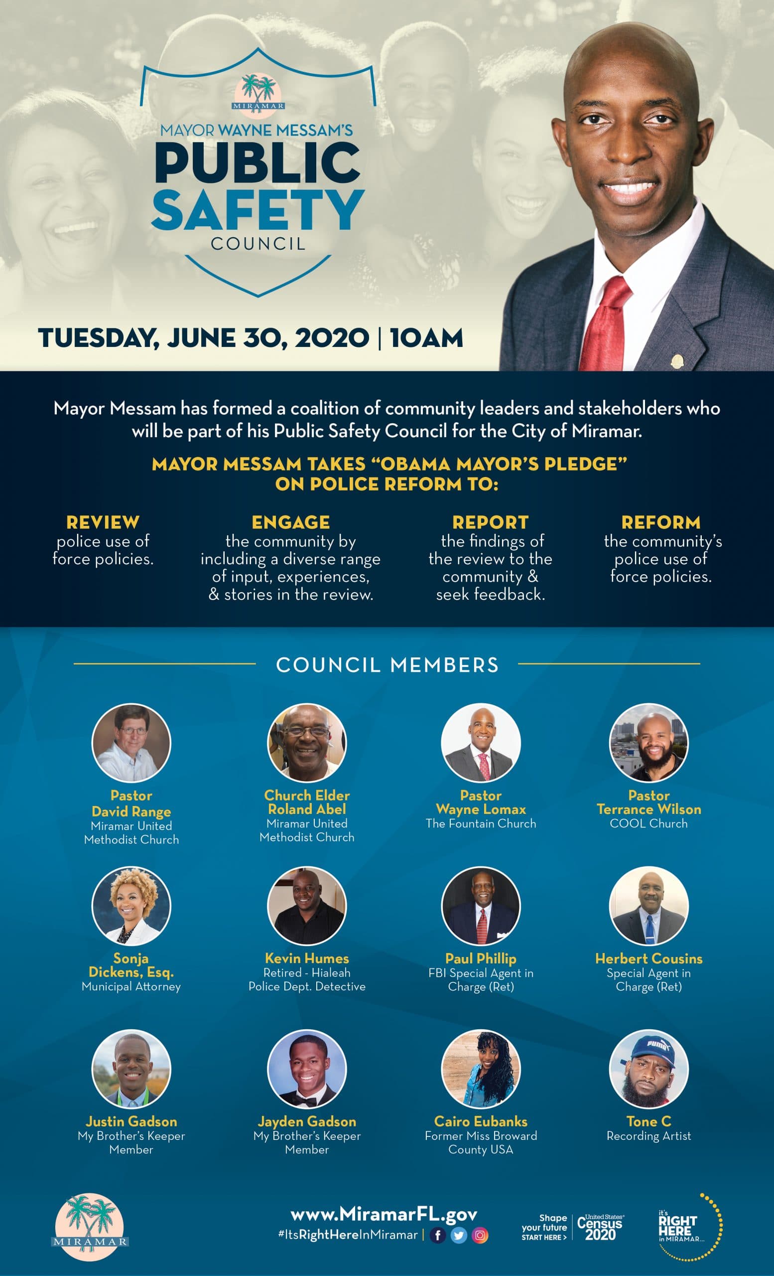 Mayor Wayne Messam Takes "Obama Mayor's Pledge" on Police Reform- Forms Public Safety Council
