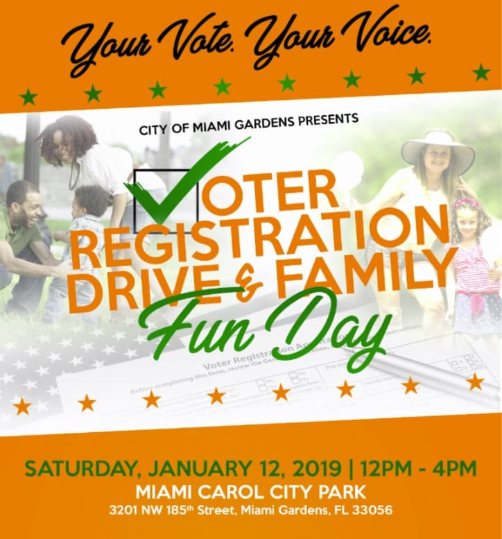 City of Miami Gardens Mayor Oliver Gilbert to host voter registration drive