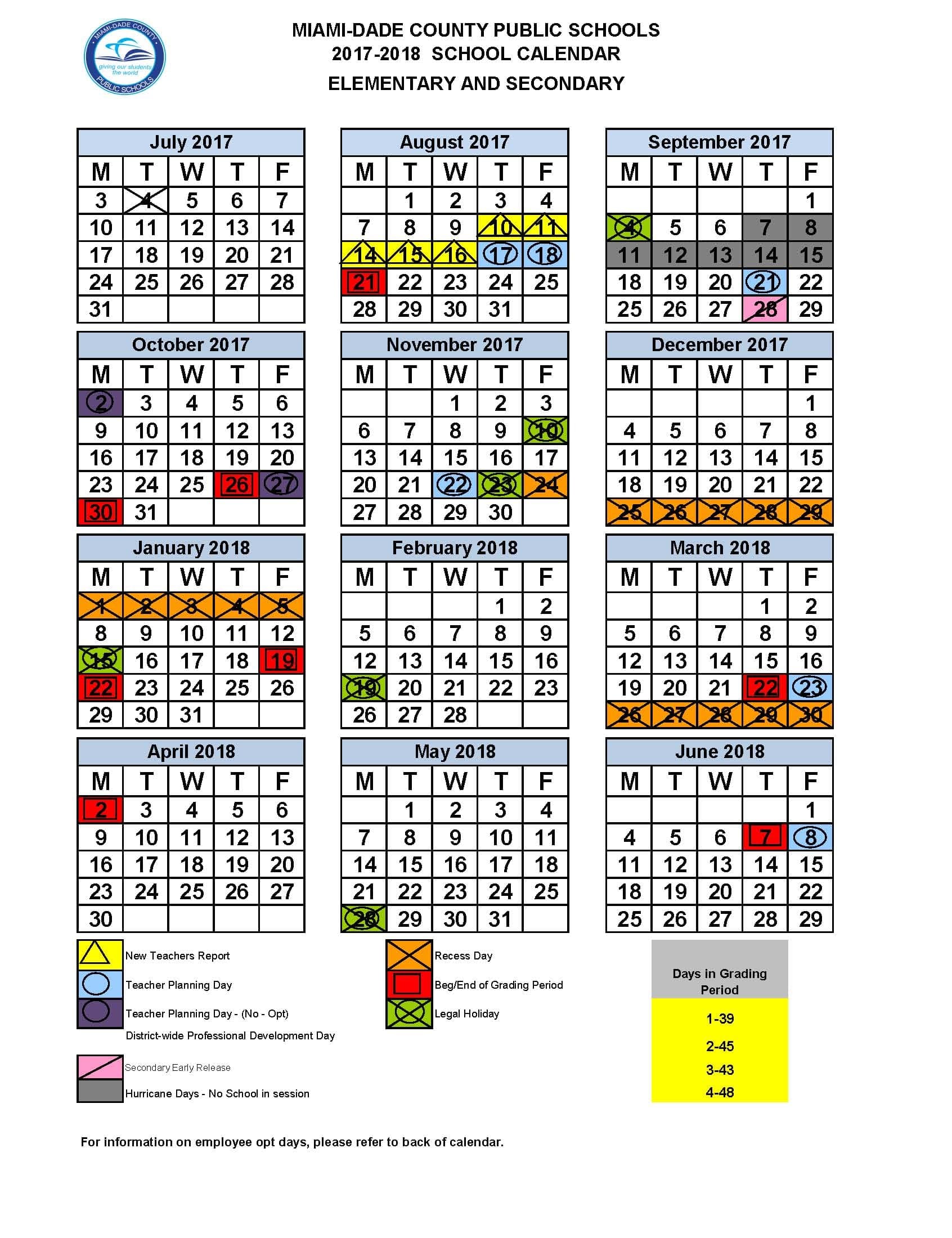 Miami-Dade revised school calendar