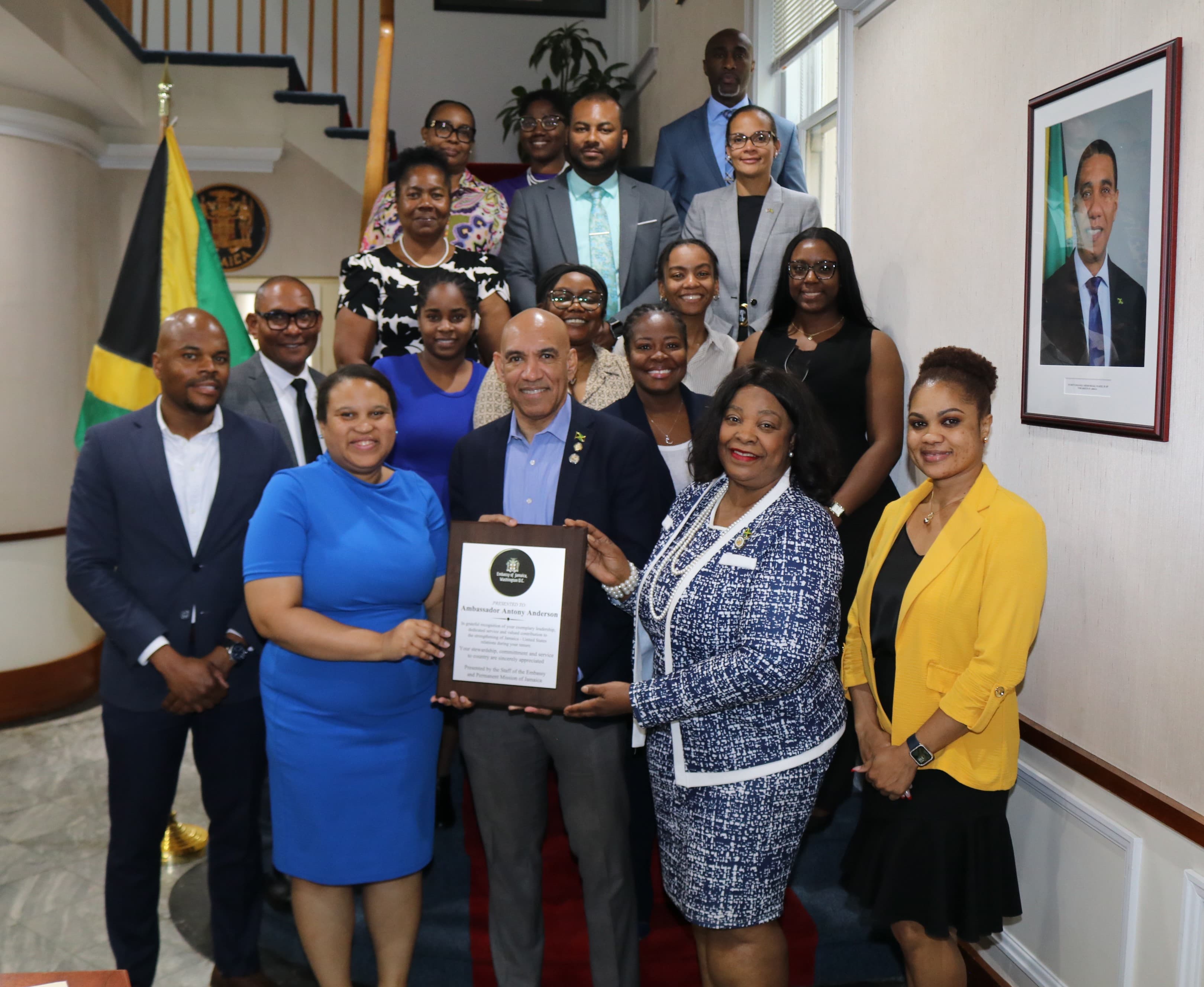 Jamaican Embassy staff bid farewell to Ambassador Antony Anderson