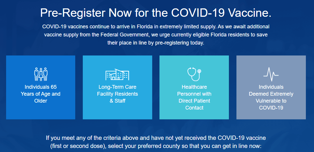 Florida Launches Statewide COVID-19 Vaccine Pre-registration Website