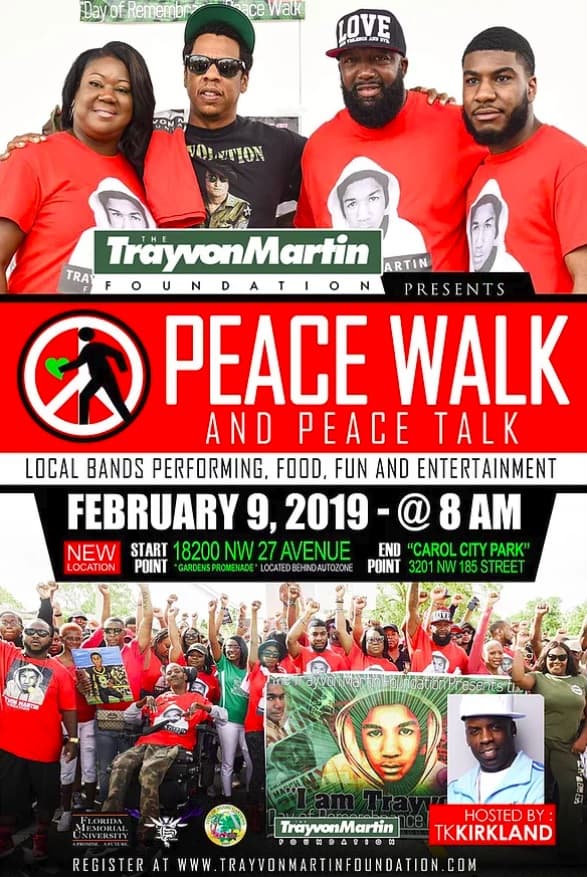 Annual Peace Walk on February 9th honors Trayvon Martin