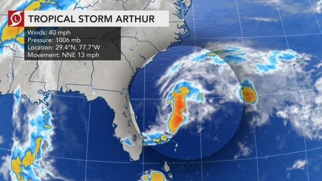 Tropical Storm Arthur Forms Off South Florida's Coast