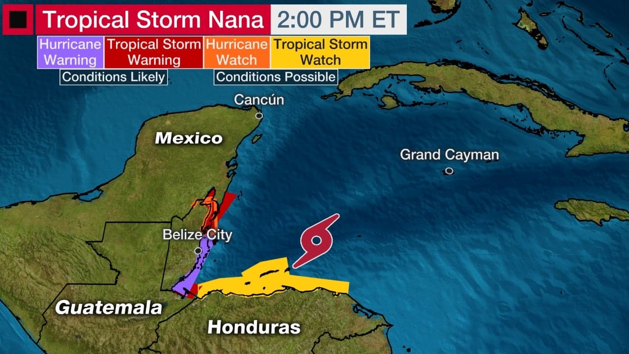 Tropical Storm Nana Forecast to Become a Hurricane as it Nears Belize