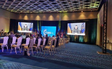 Ukrainian President Volodymyr Zelenskyy addresses CARICOM leaders