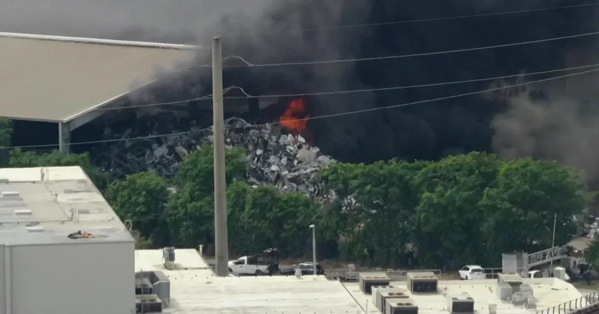 Fire breaks out at scrap metal facility in Northwest Miami-Dade