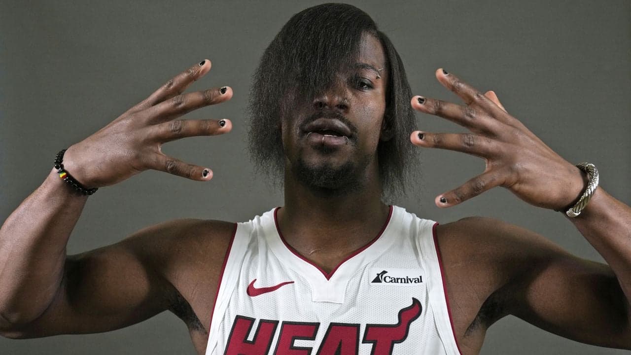 NBA star Jimmy Butler turns heads with 'Emo' look at Miami Heat's Media Day