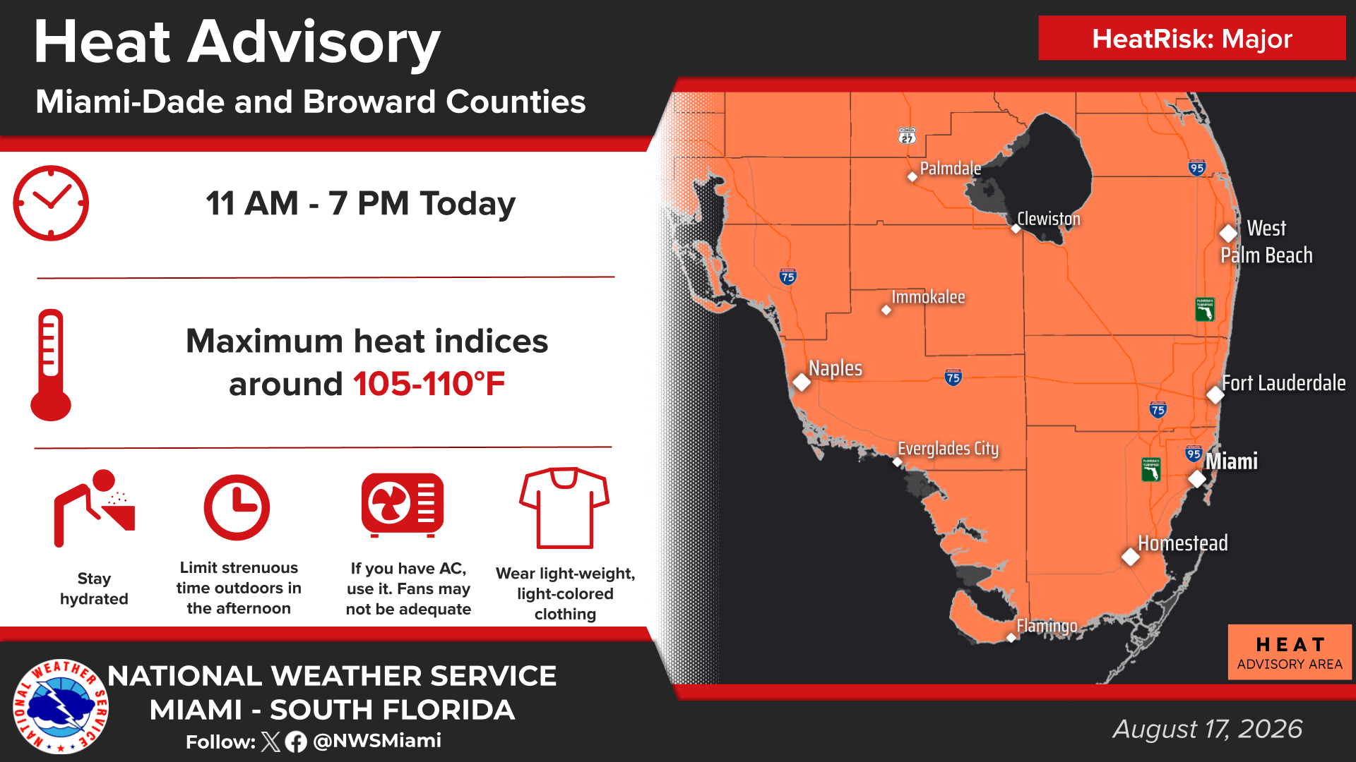 Heat advisory issued across South Florida as heat index could reach 110 degrees