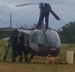 Helicopter impounded, two arrested at illegal gold mine