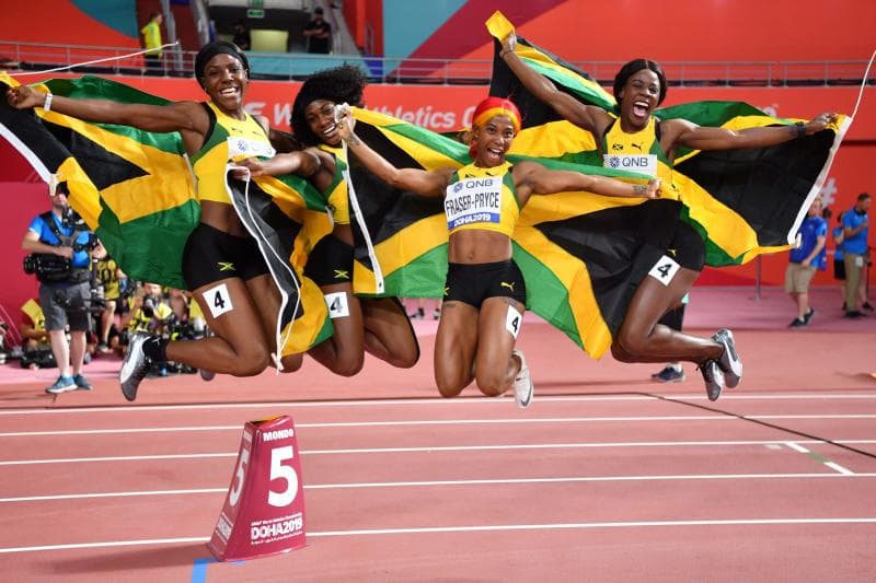Jamaican Girls Win 4x100 Relay at World Champs