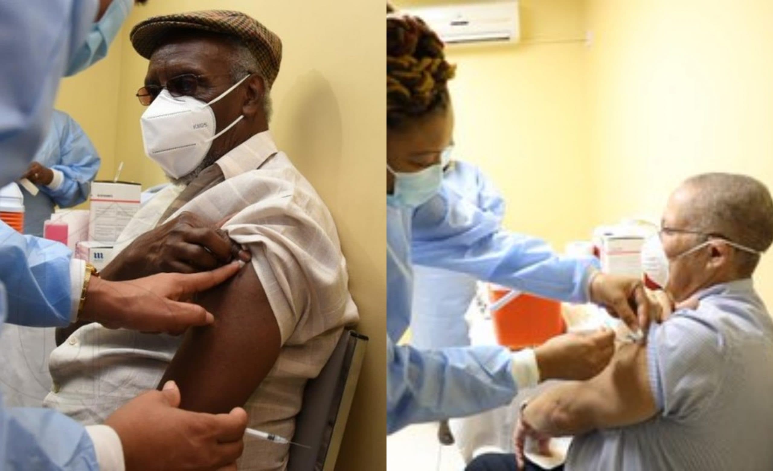Former Prime Ministers Roll Up Their Sleeves As COVID-19 Vaccinations Begin in Jamaica