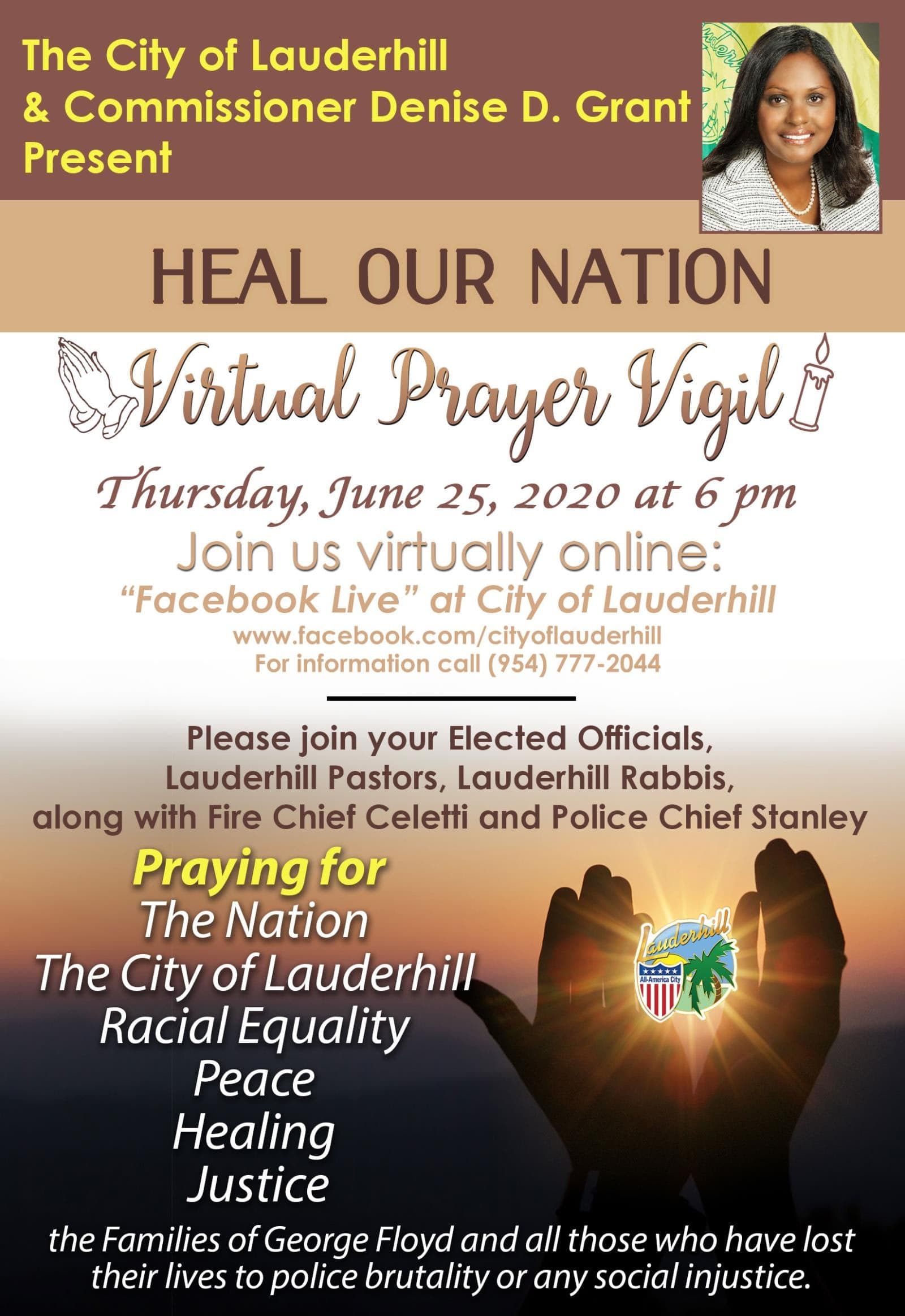 The City of Lauderhill Presents 'Heal Our Nation' Virtual Prayer Vigil on June 25
