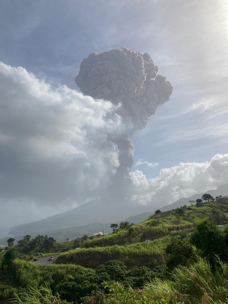 La Soufriere Volcano in St Vincent Now Erupting