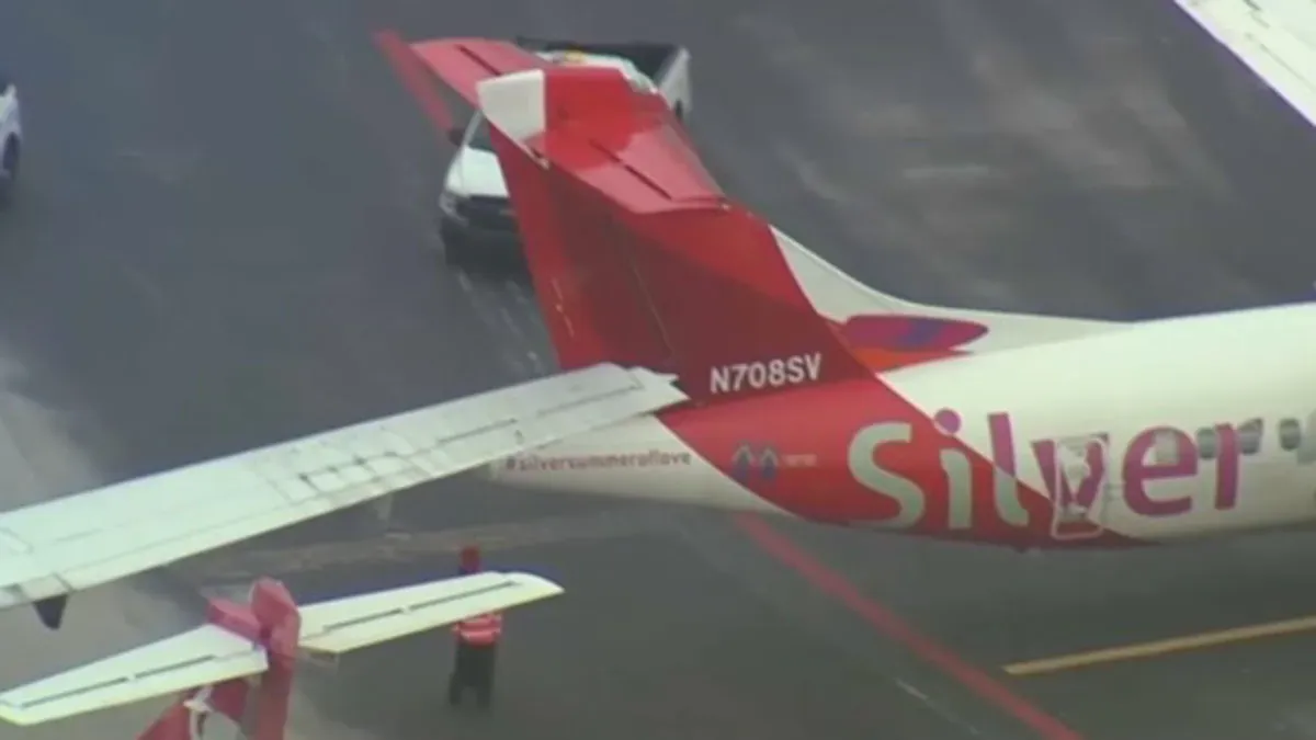 Silver Airways plane clips parked aircraft at Fort Lauderdale-Hollywood International Airport