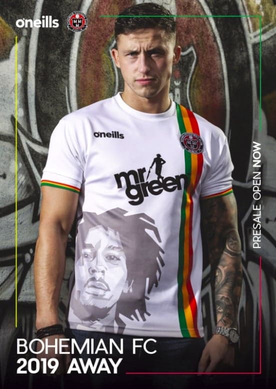 Bob Marley featured on Irish football club’s new jersey