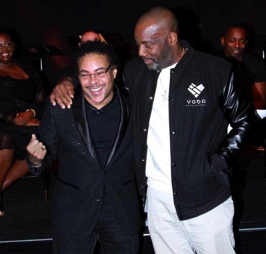Malik Yoba and David Heron celebrate success of Against his Will at the Apollo