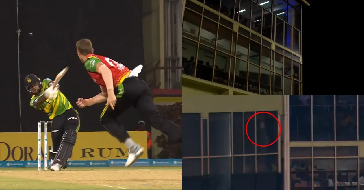 Cricket fans in awe as Fabian Allen shatters window during Guyana vs. Jamaica match