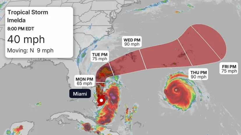 Tropical Storm Imelda near Bahamas likely to strengthen into Hurricane