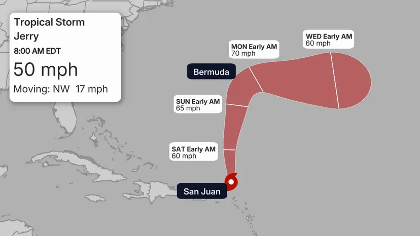 Tropical Storm Jerry dumps heavy rain on Leeward Islands