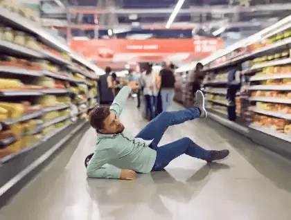 What injuries are common in grocery store falls?