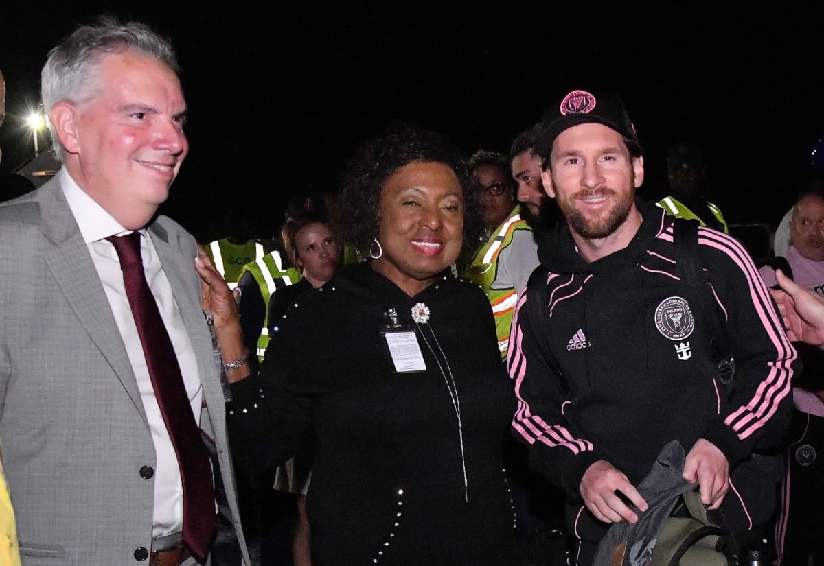 Lionel Messi welcomed to Jamaica by Sports Minister Olivia Grange