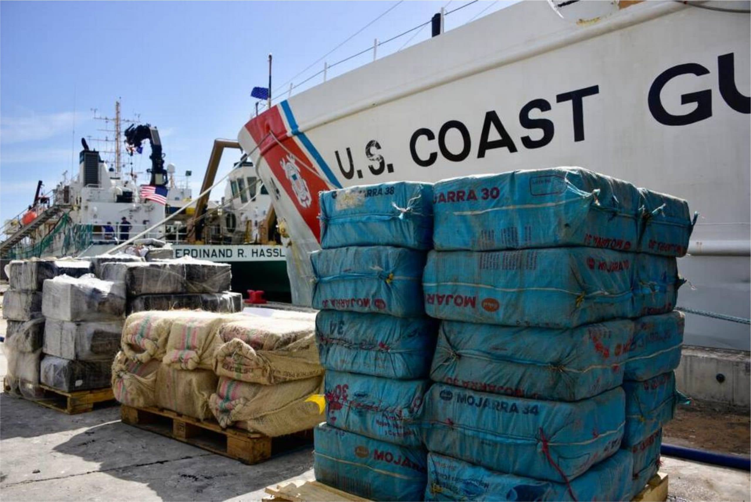 US Coast Guard offloads US$243 million in illegal narcotics seized in the Caribbean Sea