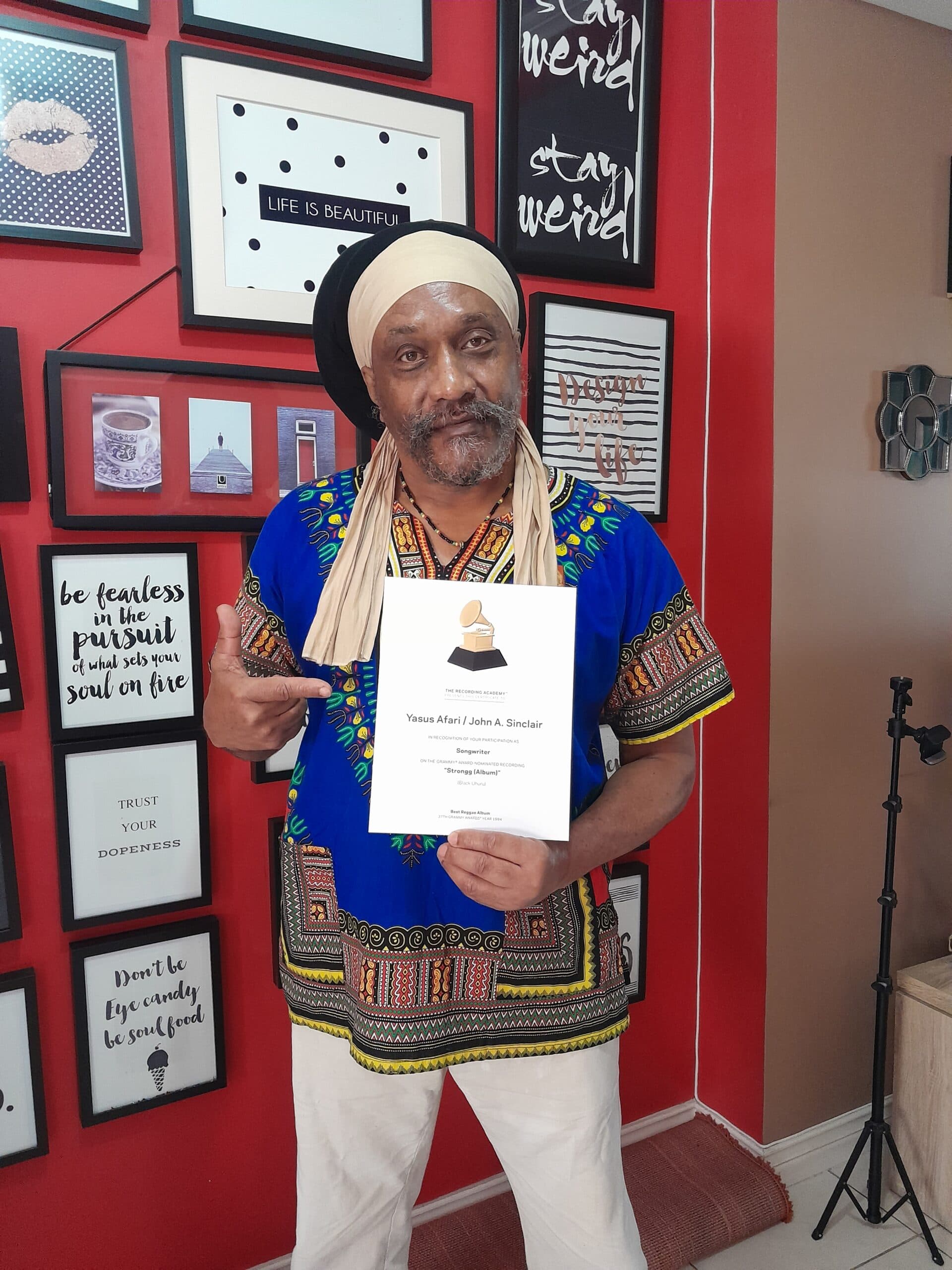 Dub poet Yasus Afari finally receives Grammy certification