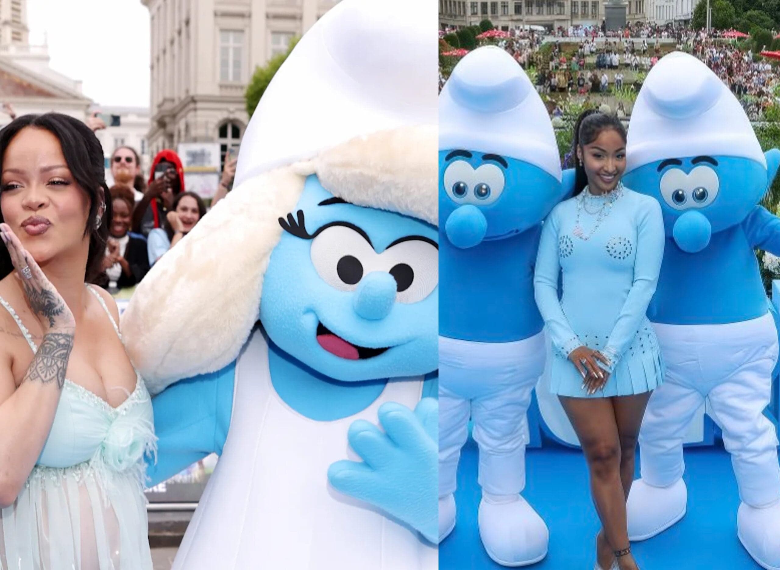 Rihanna and Shenseea shine at Smurfs movie premiere in Brussels