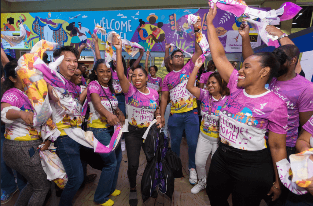 Caribbean Airlines welcomes carnival revelers at Trinidadian airport