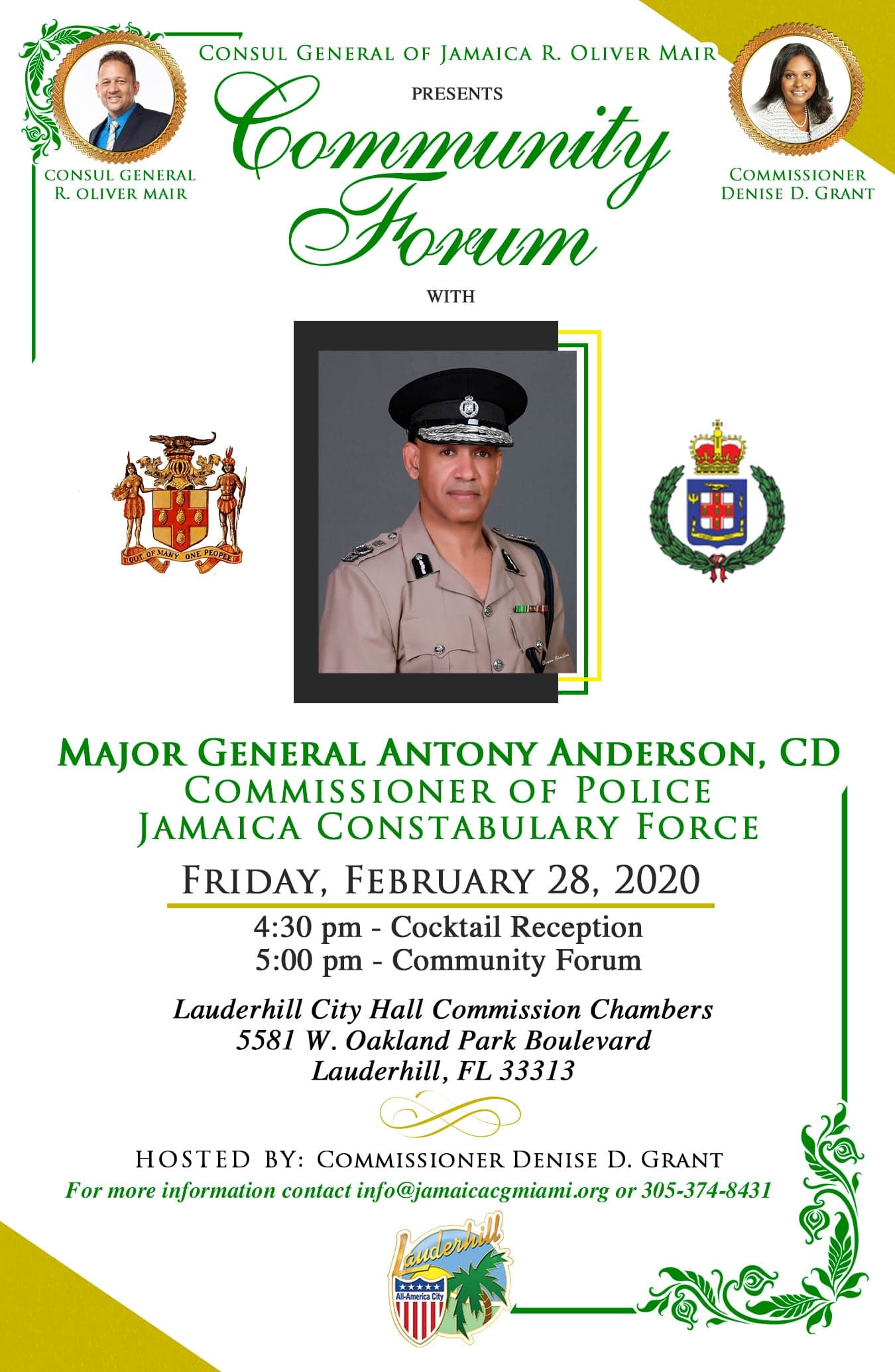 Consul General of Jamaica R. Oliver Mair & Commissioner Denise D. Grant Host a Community Forum