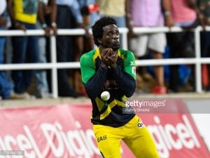 Kingston , Jamaica - 20 July 2016; Chadwick Walton of Jamaica Tallawahs drops Nicholas Pooran of Barbados Tridents during Match 21 of the Hero Caribbean Premier League match between Jamaica Tallawahs and Barbados Tridents at Sabina Park in Kingston, Jamaica. (Photo By Randy Brooks/Sportsfile via Getty Images)