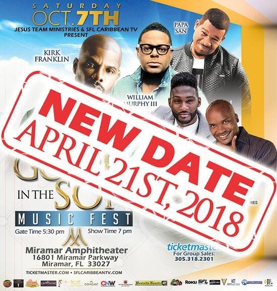 Kirk Franklyn and Friendship’s Gospel in the Son concert rescheduled to April, 21, 2018