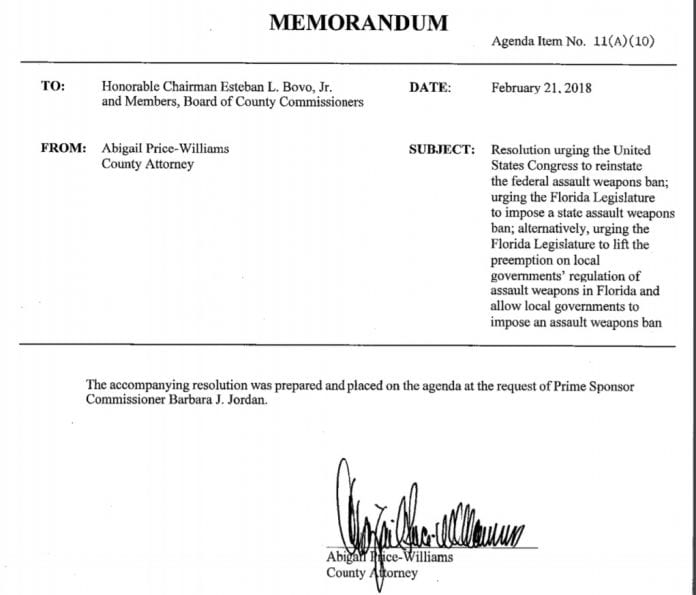Resolution to ban assault weapons