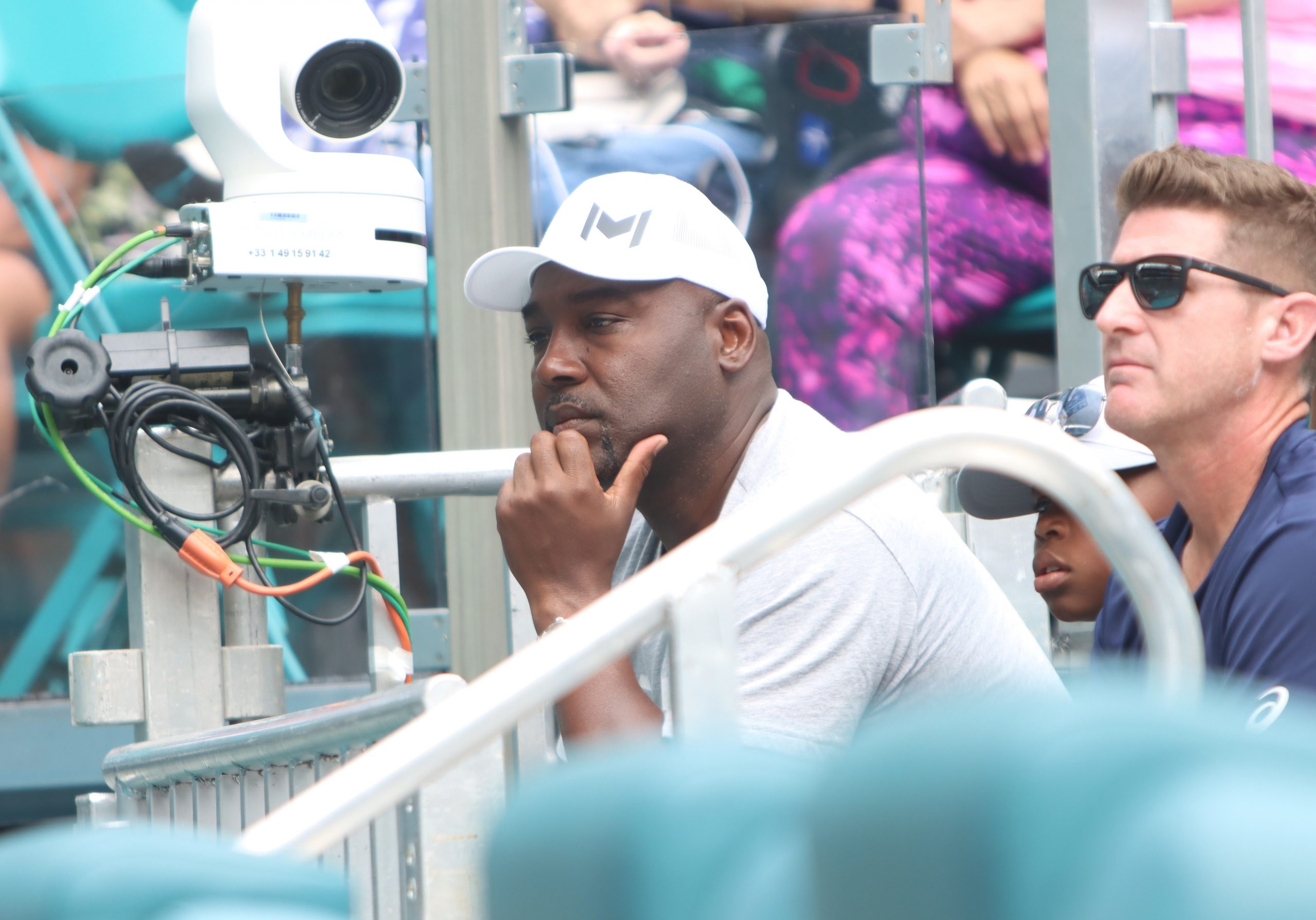 Corey Gauff watching her daughter at Miami Open