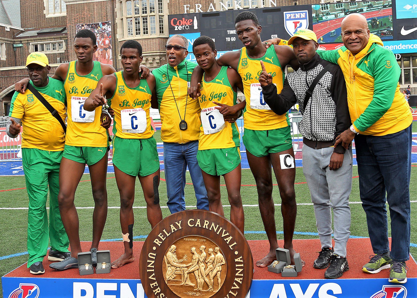 St Jago's winning Penn Relays Team