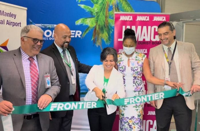Frontier Airlines began its service between Miami and Kingston, Jamaica on Thursday