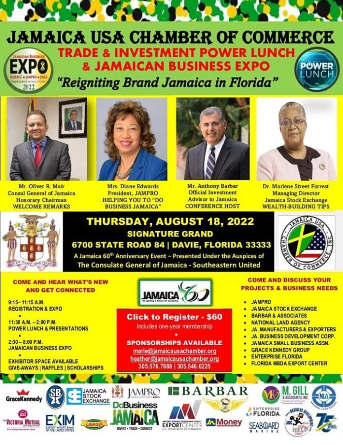 Jamaican Chamber to Host Trade & Investment Power Lunch & Expo