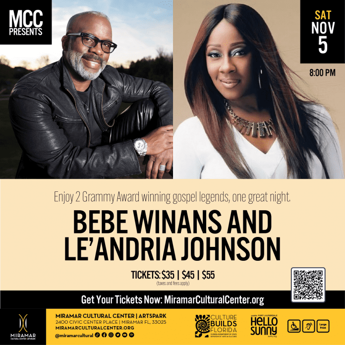 Gammy Award-Winning Bebe Winans and Le’Andria Johnson coming to Miramar Cultural Center
